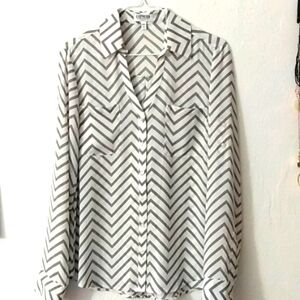 NEW Express Portofino Button-Up Gray White